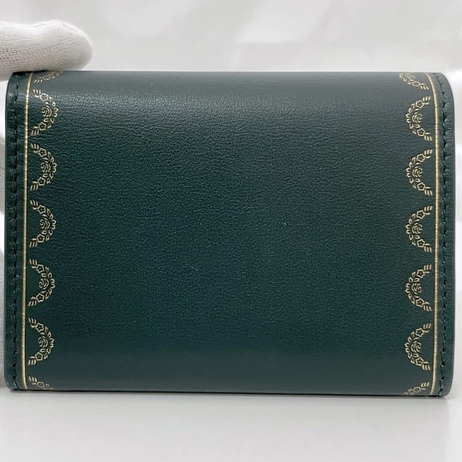 美品 Cartier カルティエ ガーランド ドゥ ウォレット グリーン カルティエ ミニ 財布 ec-23666 グリーン ゴールド ガーランド