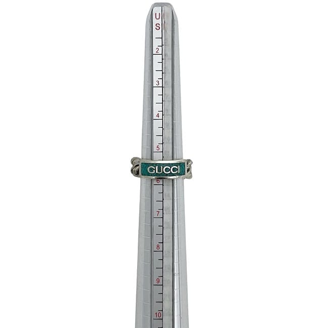 グッチ リング ec-23687 シルバー グリーン 678711-8183 未使用