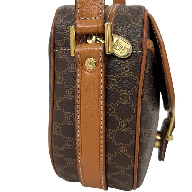 セリーヌ ショルダーバッグ ブラウン マカダム 美品 PVC レザー 中古