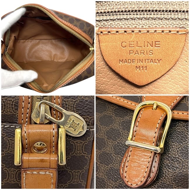 セリーヌ ショルダーバッグ ブラウン マカダム 美品 PVC レザー 中古