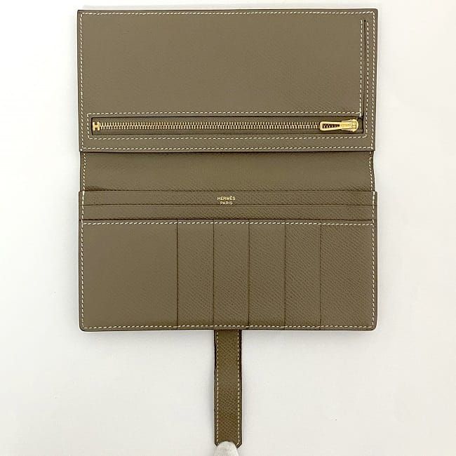 【人気】HERMES べアン スフレ エトゥープ 長財布 二つ折り財布 ⬜︎R HERMES エルメス ベアン スフレ Y刻印 エトゥープ シルバー金具