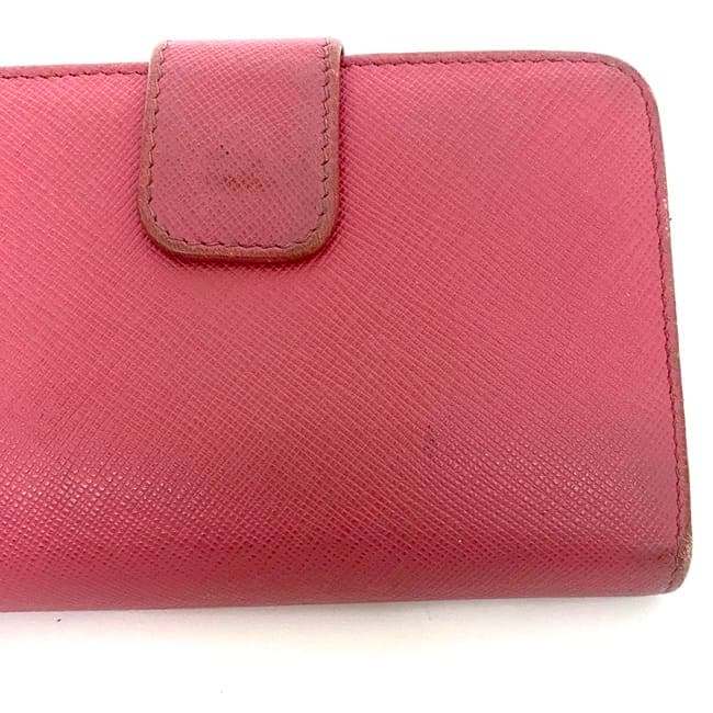 【美品✨】PRADA 二つ折り財布 サフィアーノレザー ピンク 1ML225 プラダ 二つ折り財布 サフィアーノ マルチカラー ピンク レディース