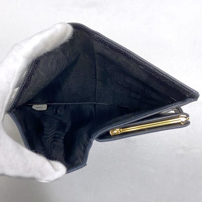 シャネル 二つ折り がまぐち 長財布 f-22076 ブラック A13498 美品