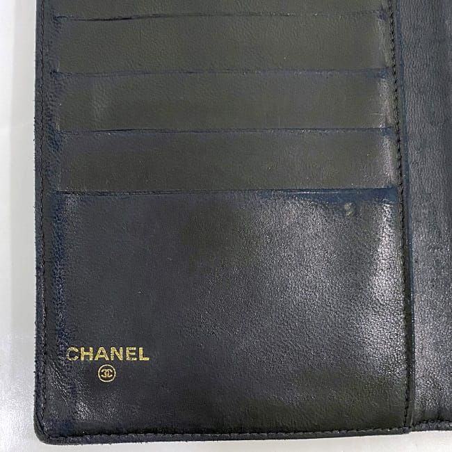 シャネル 二つ折り がまぐち 長財布 f-22076 ブラック A13498 美品