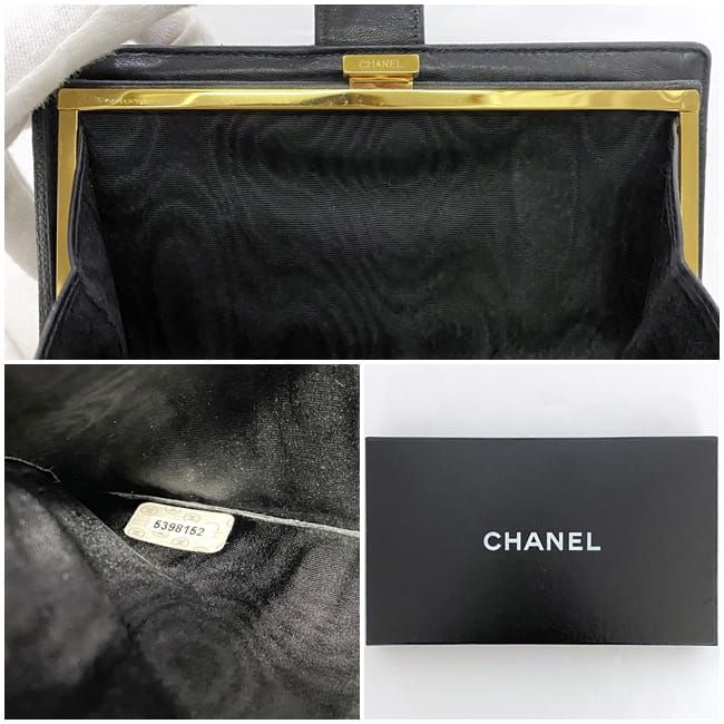 シャネル 二つ折り がまぐち 長財布 f-22076 ブラック A13498 美品 財布 レザー キャビアスキン 中古 5番台 CHANEL ヴィンテージ ココマーク ロゴ ガマグチ ロング ウォレット 折り財布 ホック 人気 定番 シンプル お洒落 上品 黒 ブランド 本物 鑑定済み シャネル 二つ折り がまぐち 長財布 f-22076 ブラック A13498 美品