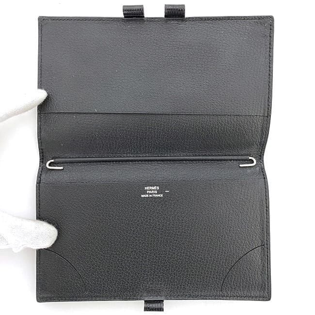 エルメス黒レザー手帳カバー A5サイズ Hermes 手帳+黒のカードファイル 