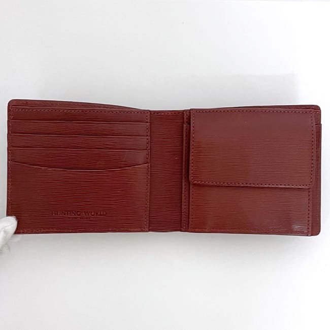 ハンティングワールド 二つ折り 財布 ec-23231 レッド 美品 レザー