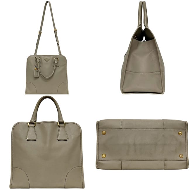 プラダ 2way バッグ ベージュ BN2254 美品 サフィアーノ レザー 中古 B