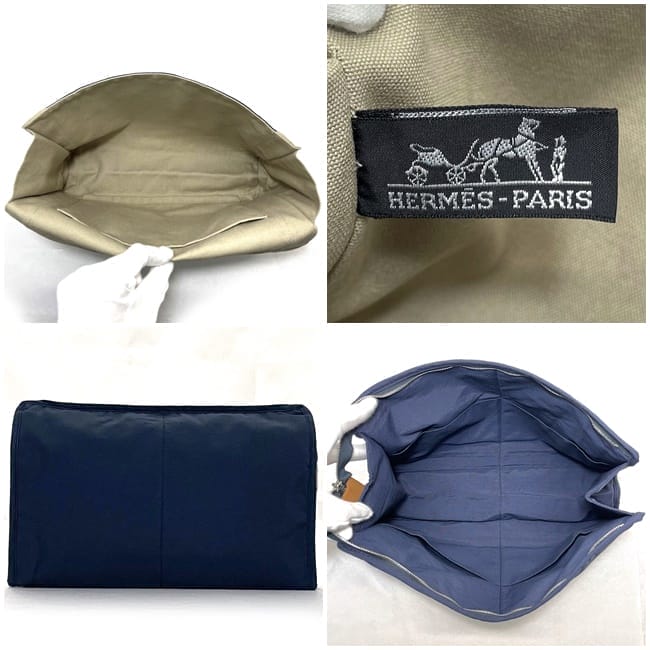 エルメス クラッチバッグ タピドセル ec-23320 ネイビー ベージュ 美品