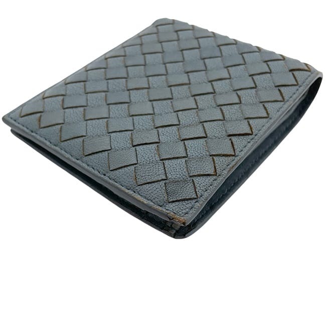 ボッテガヴェネタ 二つ折り 財布 ec-23714 ブルー イントレチャート  