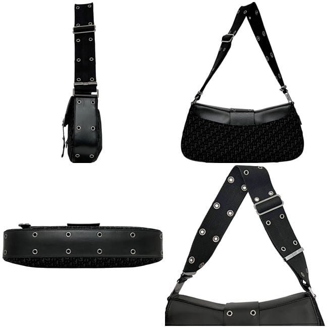 クリスチャン ディオール ショルダーバッグ ストリートシック ブラック トロッター 美品 キャンバス レザー 中古 O5-MA-0072 Christian Dior 肩掛け 黒 セミショルダー バッグ ロゴ 総柄 レディース 女性 定番 クリスチャン ディオール ショルダーバッグ ストリートシック ブラック