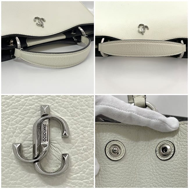 ジミーチュウ ２way バッグ f-23166 ホワイト ヴァレンヌ 美品 レザー 中古 JIMMY CHOO トップハンドル 白 ハンドバッグ ショルダーバッグ クロスボディ シンプル JC ロゴ 本革 レディース トートバッグ ビジネス カジュアル ロゴ金具 ブランド 本物 鑑定済み ジミーチュウ 2way バッグ f-23166 ホワイト ヴァレンヌ 美品 レザー