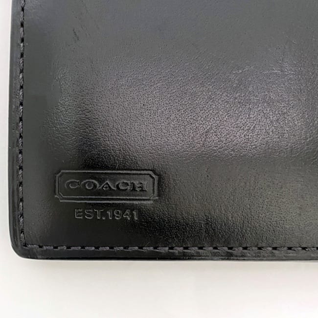 コーチ 二つ折り 財布 ec-23847 ブラック 札入 美品 レザー 中古