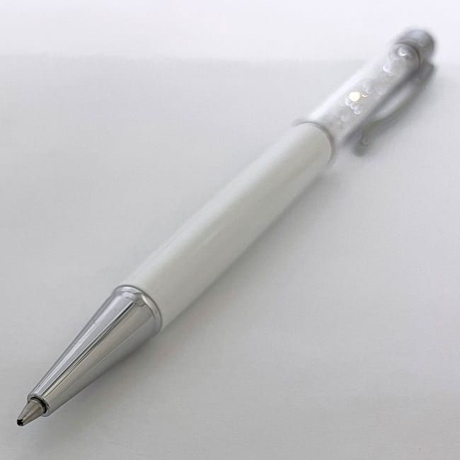 スワロフスキー ボールペン ホワイト シルバー ec-19969 美品 ツイスト 