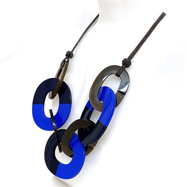 美品　HERMES エルメス マイヨン チェーンネックレス バッファロー ホーン エルメス マイヨン ネックレス バッファローホーン×メタル シルバー