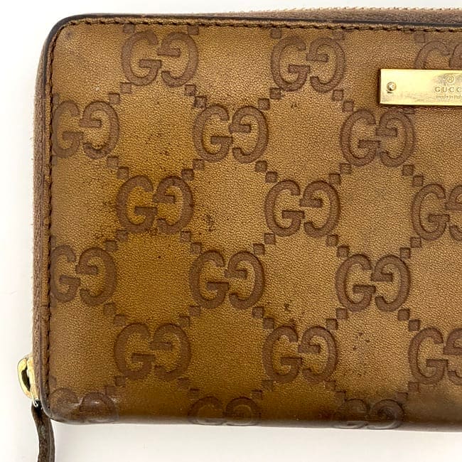 グッチ　長財布　ラウンドファスナー　シマレザー　GG　ボルドー　ゴールド金具 グッチ GUCCI 長財布 ラウンドファスナー AVEL アヴェル GG