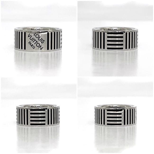 ルイ ヴィトン リング f-23225 シルバー ブラック ダミエカラーズ