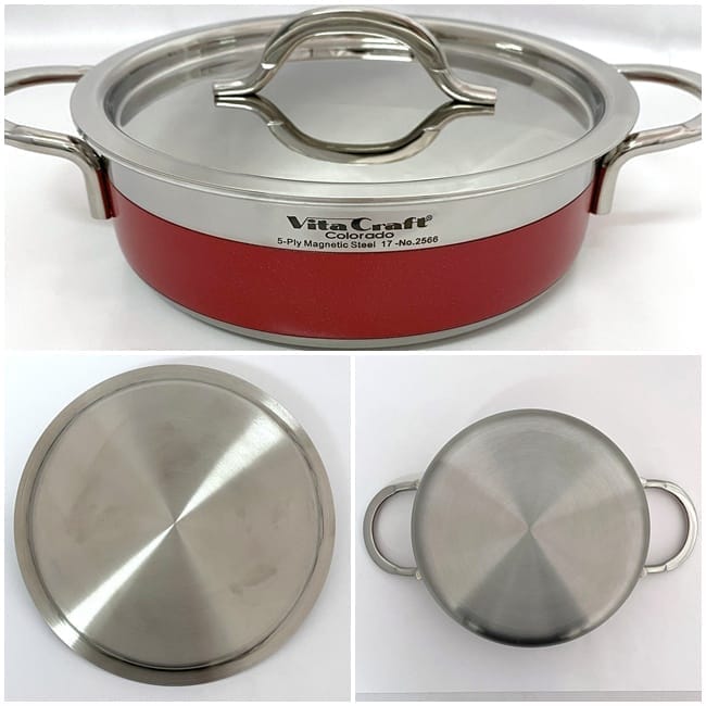 ビタクラフト 両手鍋 ec-22307 シルバー レッド コロラド 2566 美品 5