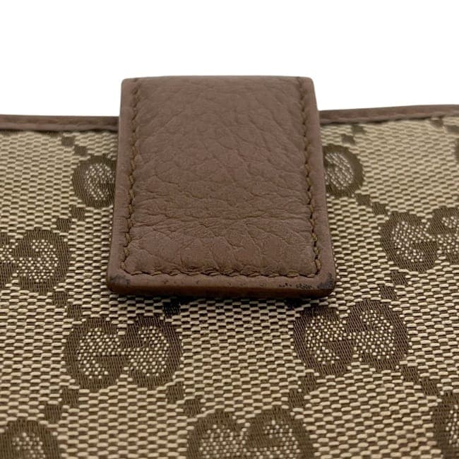 グッチ 二つ折り 財布 ベージュ ブラウン GGキャンバス 346056 美品
