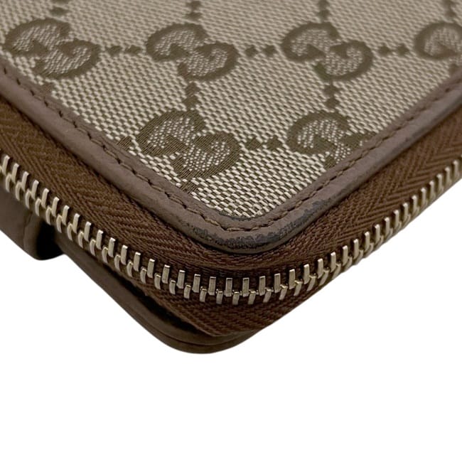 グッチ 二つ折り 財布 ベージュ ブラウン GGキャンバス 346056 美品