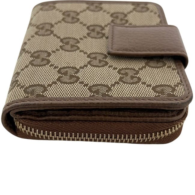 グッチ 二つ折り 財布 ベージュ ブラウン GGキャンバス 346056 美品