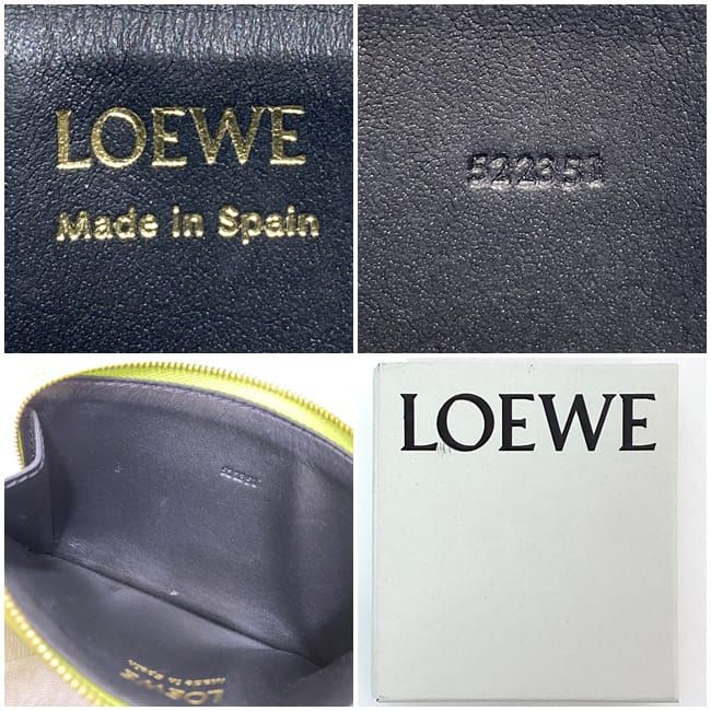 ロエベ  カードケース f-21870 ライトグリーン アニス ブラック ノット CEM1Z40X01 小銭入れ 美品 レザー 中古 LOEWE Ｌ字 ファスナー ケース 人気 定番 女性 男性 ユニセックス お洒落 上品 シンプル 小さい ミニ ブランド 本物 鑑定済み ロエベ コイン カードケース f-21870 ライトグリーン アニス ブラック