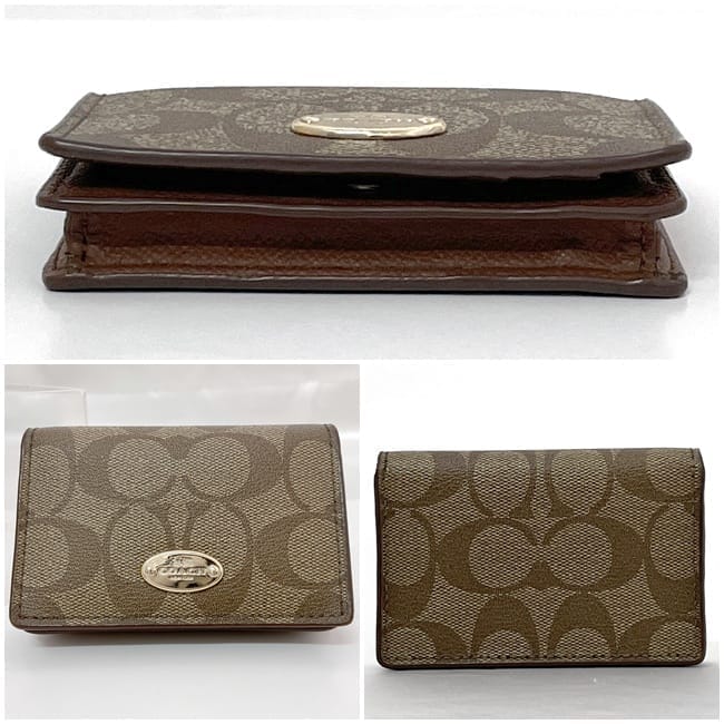COACH/名刺入れ(レザー、ブラウン) コーチ 名刺入れ ec-23631 ベージュ ブラウン シグネチャー