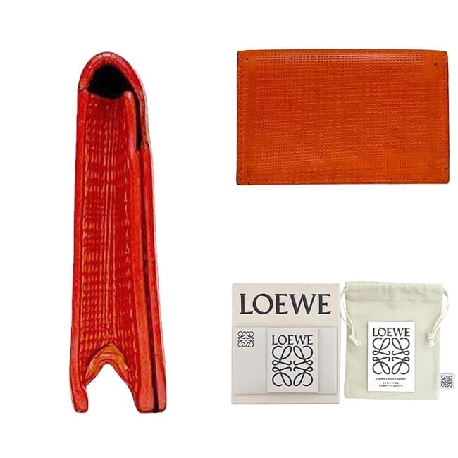 ロエベ 名刺入れ ec-24179 オレンジ リネン アナグラム 9867805 カード  