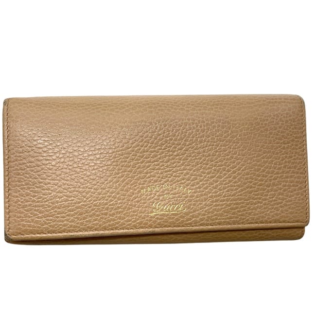 【美品】GUCCI グッチ シボ革 長財布 ベージュ レザー グッチ 二つ折り 長財布 ベージュ スウィング 354498 2149 財布 美品