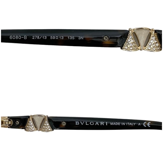 【 良品 】 ブルガリ　サングラス　ラインストーン　べっ甲　ブラウン　ケース付き 良品 】 ブルガリ サングラス ラインストーン べっ甲 ブラウン