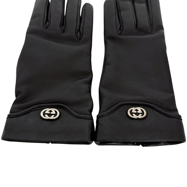 グッチ 手袋 ブラック インターロッキング 200053 B270G 1000 0J 7 未