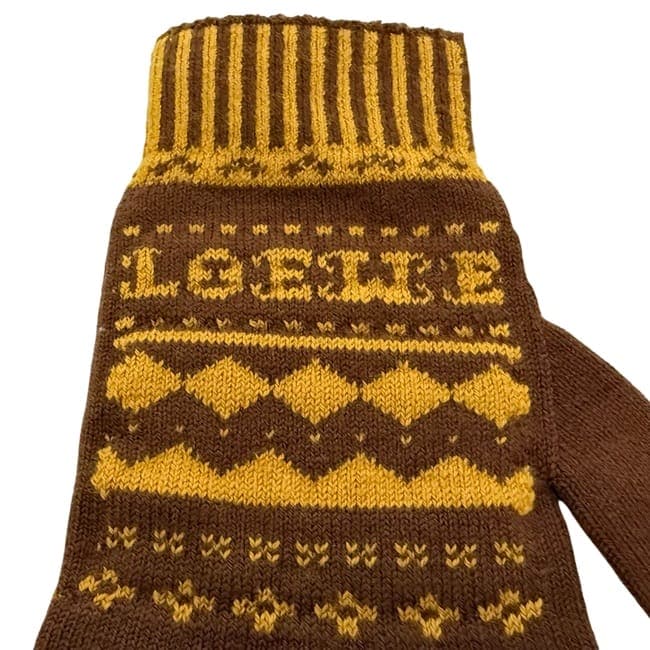 ロエベ 手袋 ブラウン イエロー Suna Fujita F811487X39 S 美品