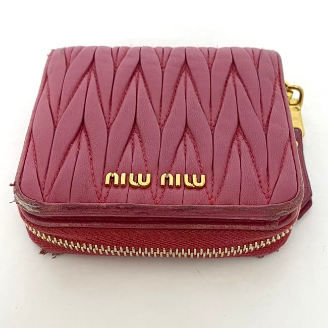 ミュウミュウ 二つ折り 財布 ec-22651 ピンク マテラッセ コンパクト