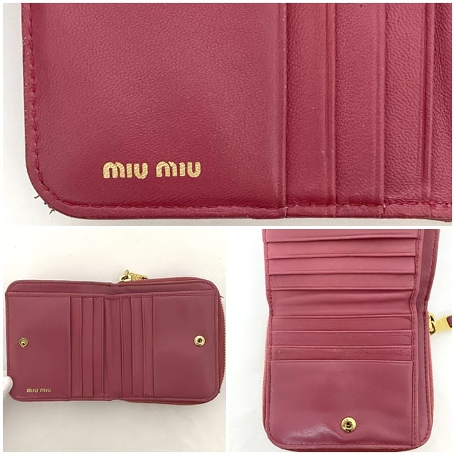 ミュウミュウ 二つ折り 財布 ec-22651 ピンク マテラッセ コンパクト