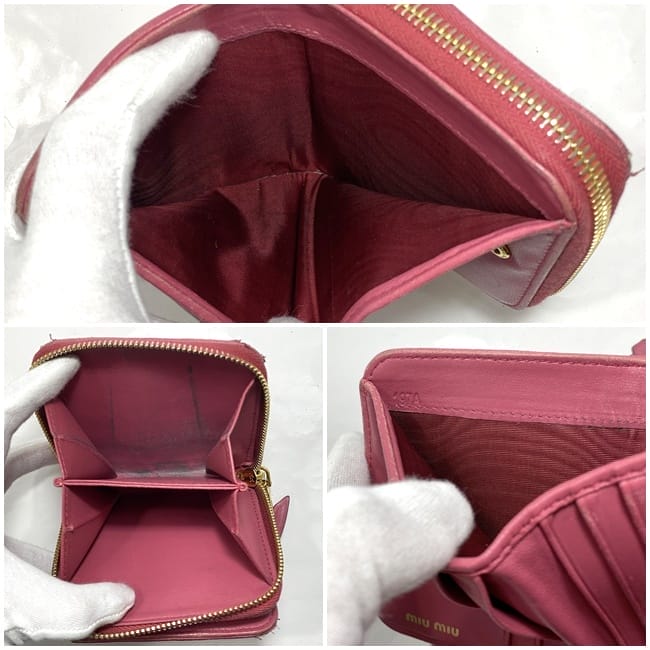 ミュウミュウ 二つ折り 財布 ec-22651 ピンク マテラッセ コンパクト