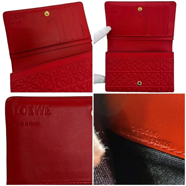 ロエベ 二つ折り 財布 レッド リピート アナグラム 107.55.G96