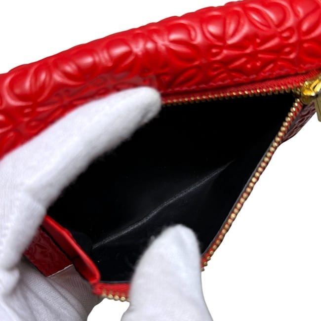 ロエベ 二つ折り 財布 レッド リピート アナグラム 107.55.G96