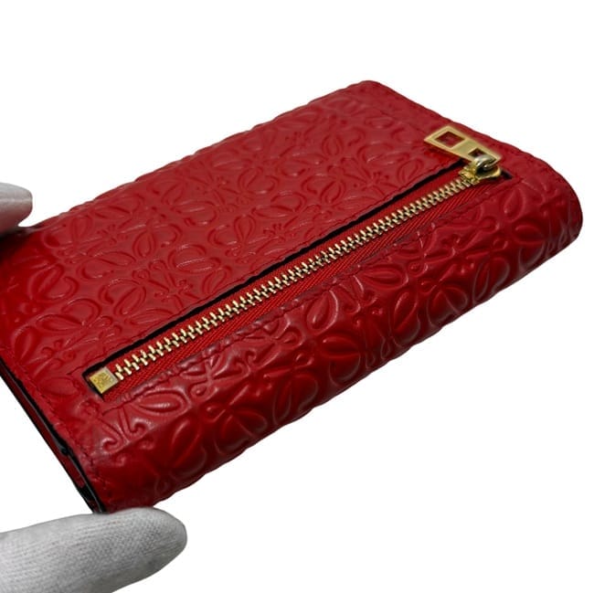 ロエベ 二つ折り 財布 レッド リピート アナグラム 107.55.G96