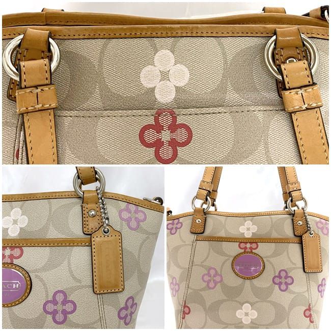 コーチ 2way ショルダー バッグ グレー ベージュ マルチカラー