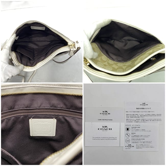 コーチ ショルダーバッグ ec-22330 ベージュ ホワイト シグネチャー