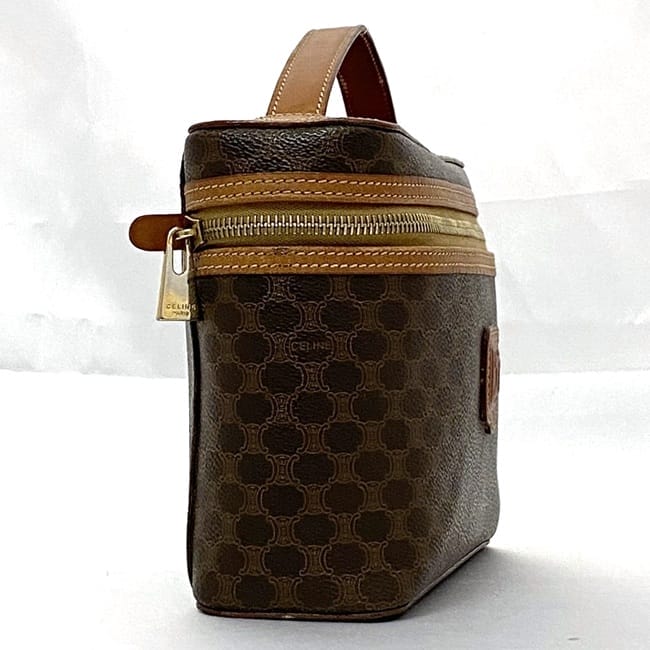 CELINE マカダム　バニティ ブラウン CELINE マカダム柄 バニティバッグ ブラウン PVC Leather