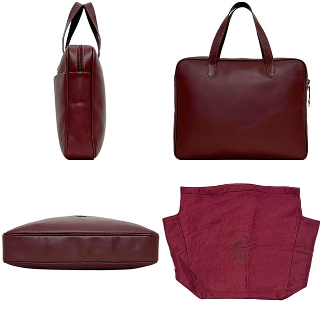 カルティエ ビジネスバッグ ボルドー マスト 美品 書類バッグ レザー