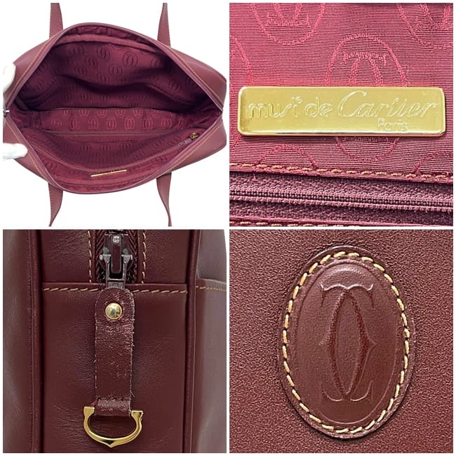 カルティエ ビジネスバッグ ボルドー マスト 美品 書類バッグ レザー