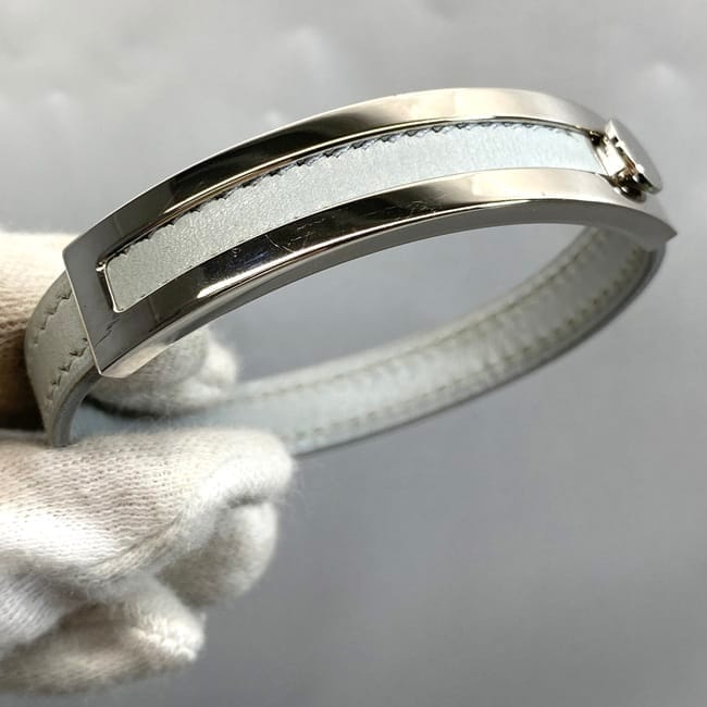 エルメス バングル プスプス シルバー レザー H ブレスレット エルメス バングル プスプス シルバー レザー H ブレスレット エルメス