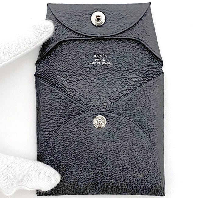 HERMES エルメス バスティア コインケース ネイビー×グレー D刻印 