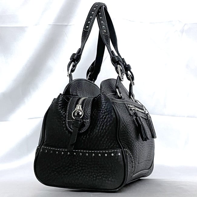 極美品 COACH コーチ ハンドバッグ レザー ブラック　タッセル コーチ ハンドバッグ ec-23648 ブラック 5031 美品 レザー 中古