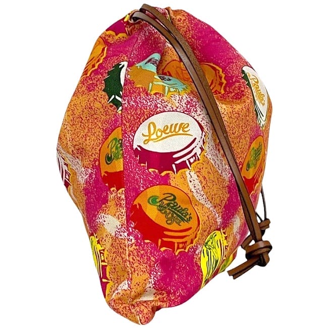 ロエベ 巾着 ポーチ ドローストリング ec-24202 オレンジ ピンク