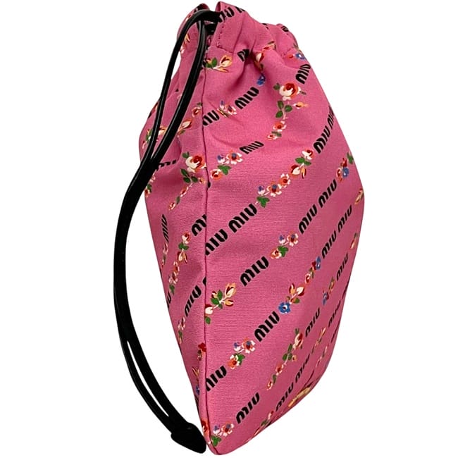 ミュウミュウ 巾着 ポーチ ピンク 5NG003 美品 ナイロン 中古 miu miu