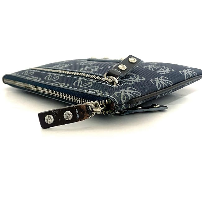 ロエベ ポーチ ネイビー ブルー アナグラム 290505 小物入れ PVC