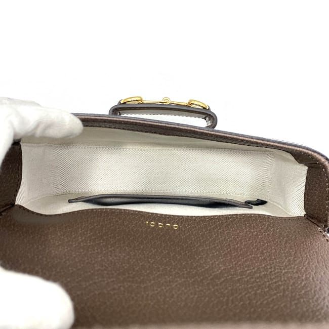 グッチ ショルダーバッグ f-22018 ブラウン ベージュ ホースビット ジャンボＧＧ 658374 未使用 美品 キャンバス レザー Sランク 520981 GUCCI フラップ ミニ クロスボディ 斜め掛け ロゴ シェリー ２way バッグ 茶色 男性 女性 金金具 ブランド 本物 鑑定済み グッチ ショルダーバッグ f-22018 ブラウン ベージュ ホースビット